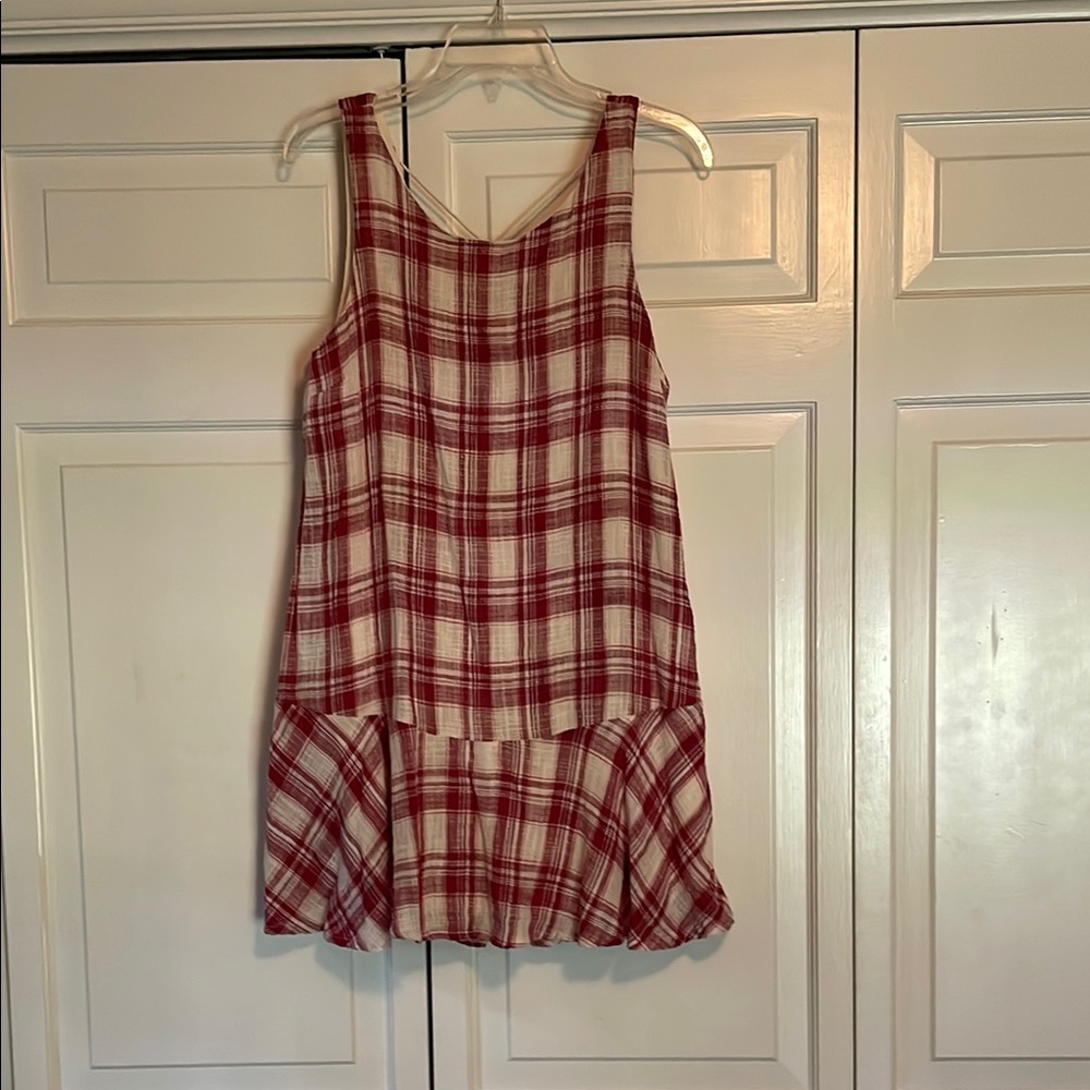 Entro Cream and Red Plaid Dress